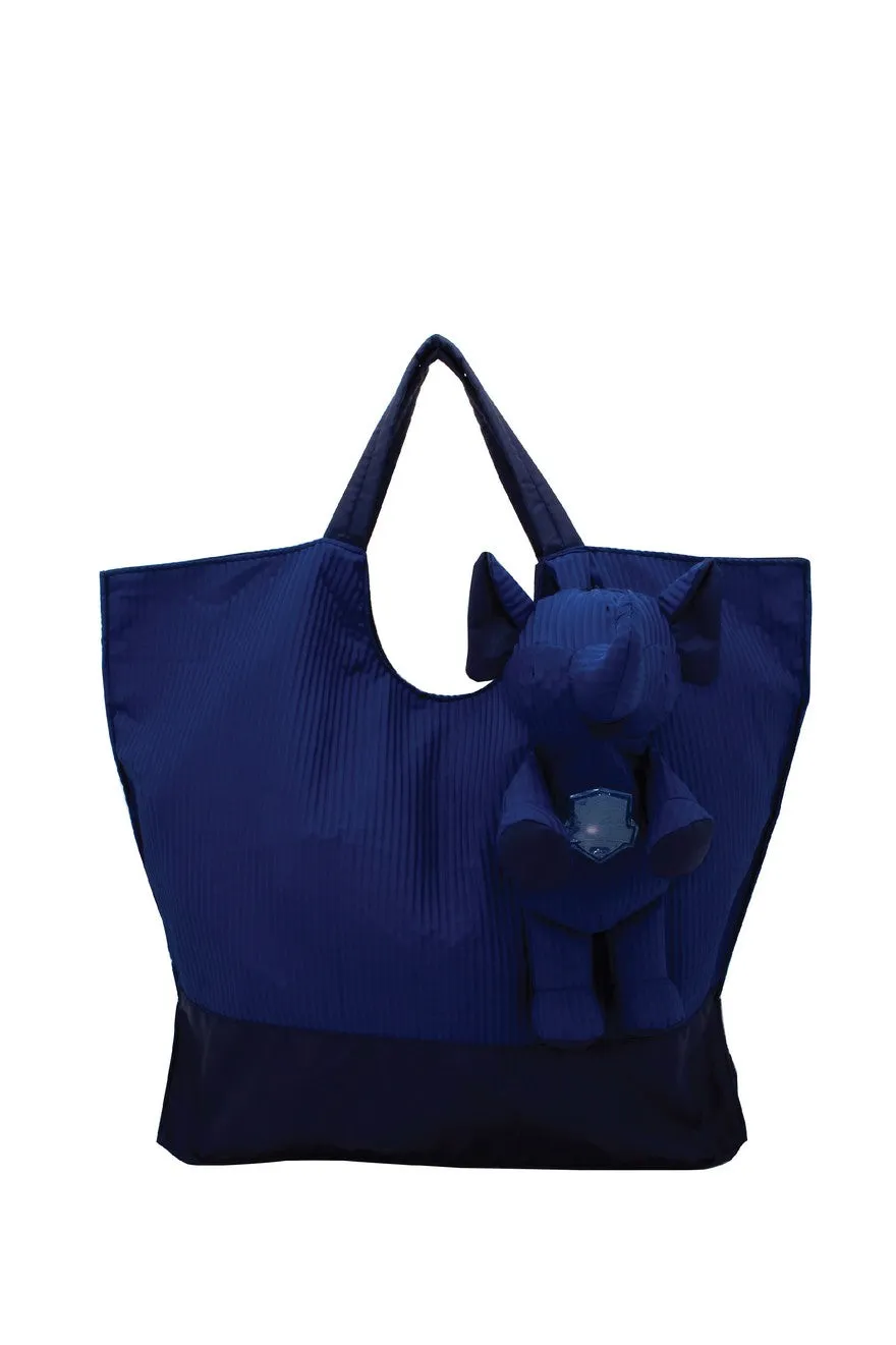 ELEPH FOLDABLE PLEAT - TOTE L :  Navy