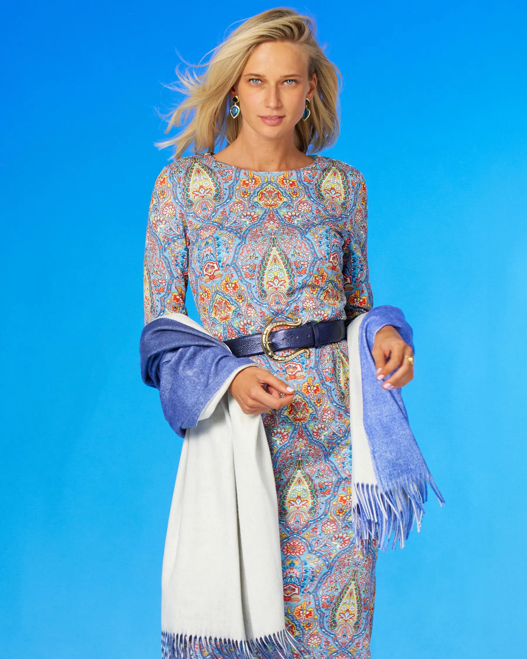 Emerson Stretch Long Dress in Kaleidoscope Paisley