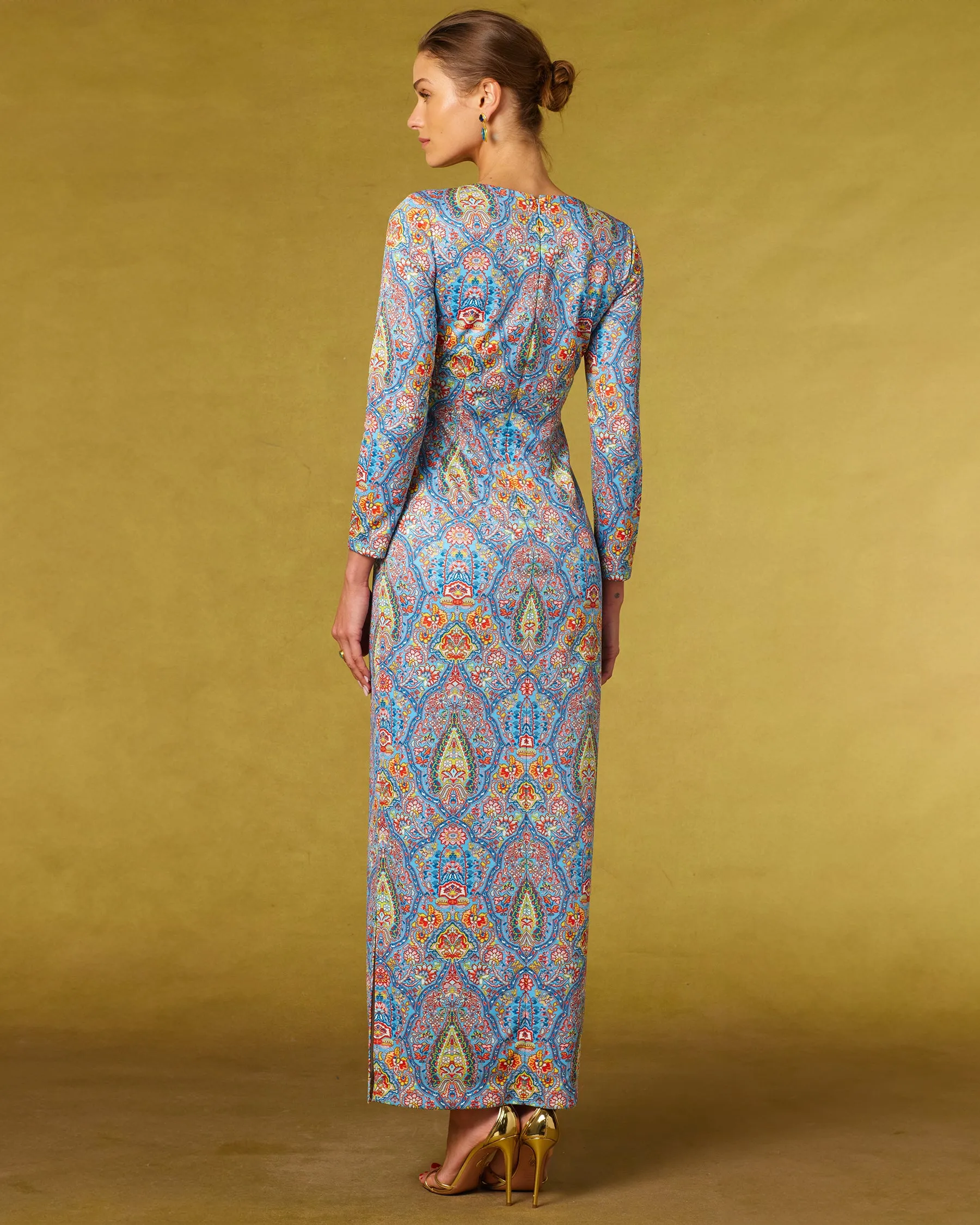 Emerson Stretch Long Dress in Kaleidoscope Paisley