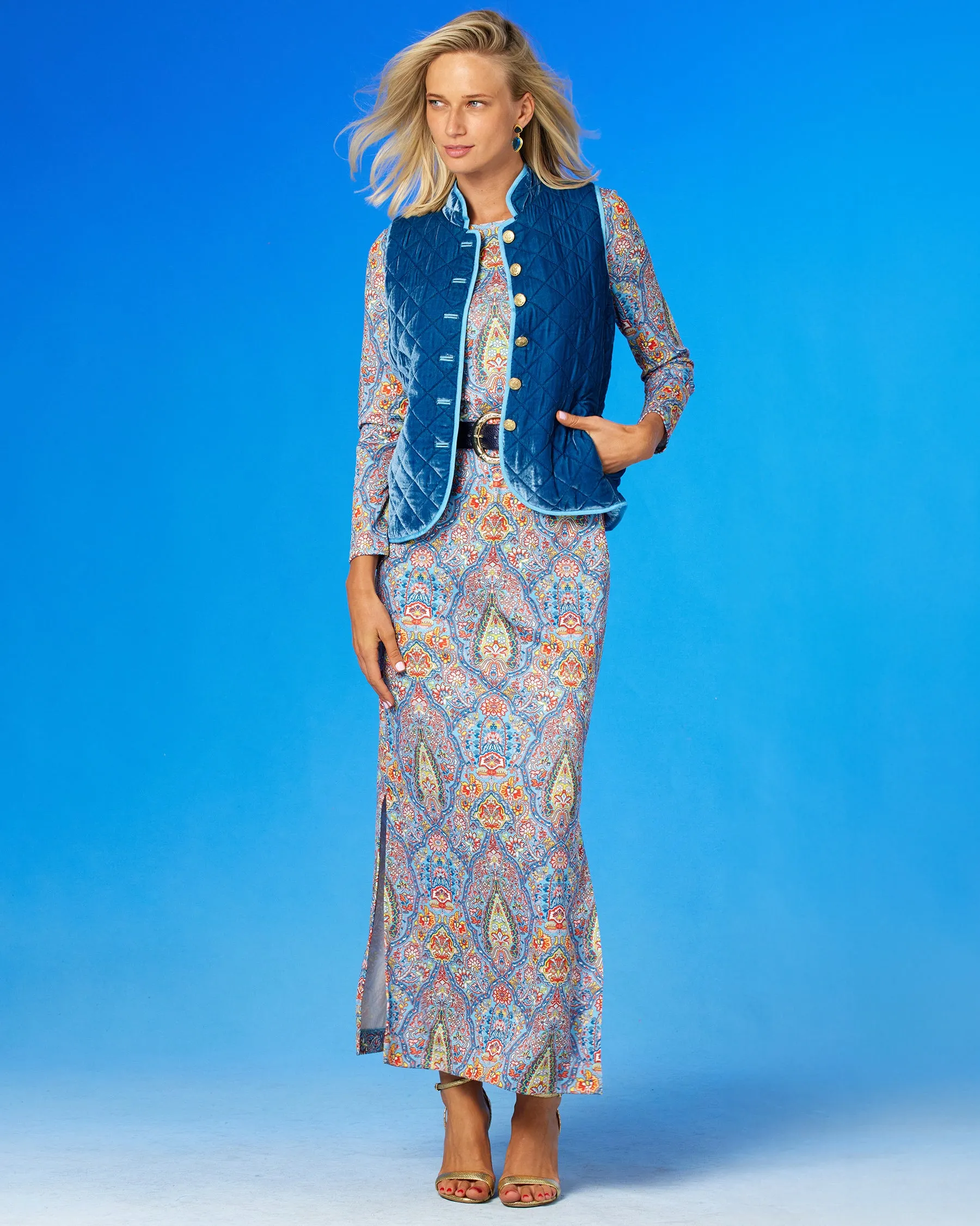 Emerson Stretch Long Dress in Kaleidoscope Paisley