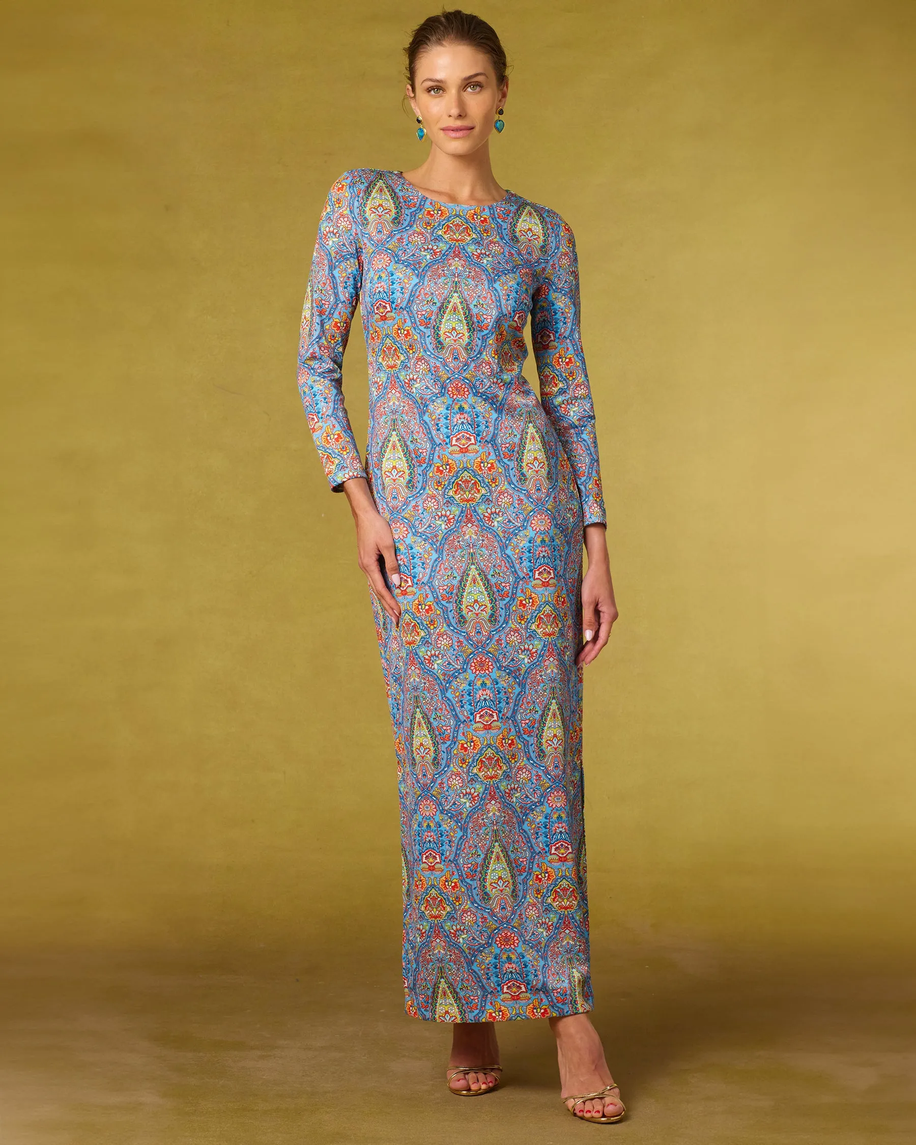 Emerson Stretch Long Dress in Kaleidoscope Paisley