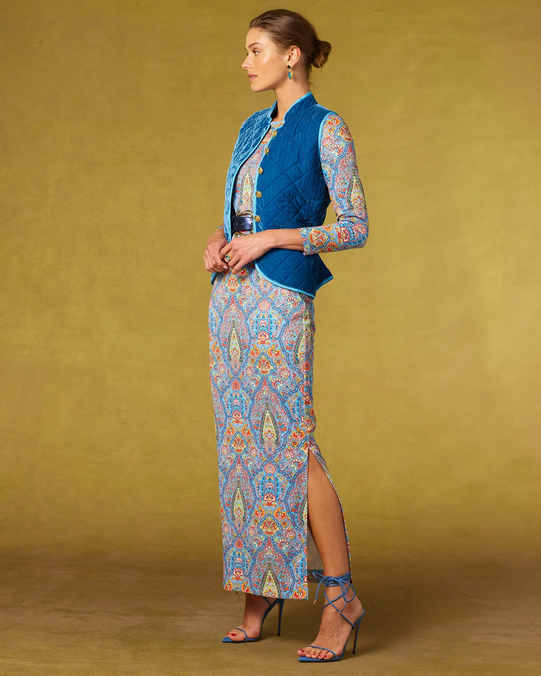 Emerson Stretch Long Dress in Kaleidoscope Paisley