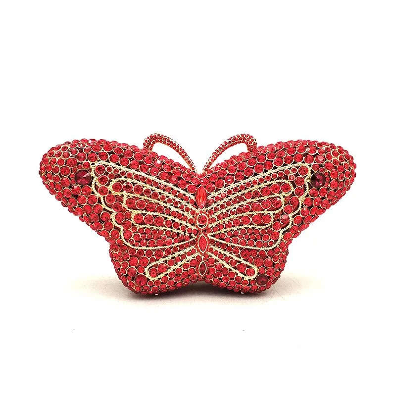 Evening Party Diamond Crystal Butterfly Clutch Petite Mini Purse