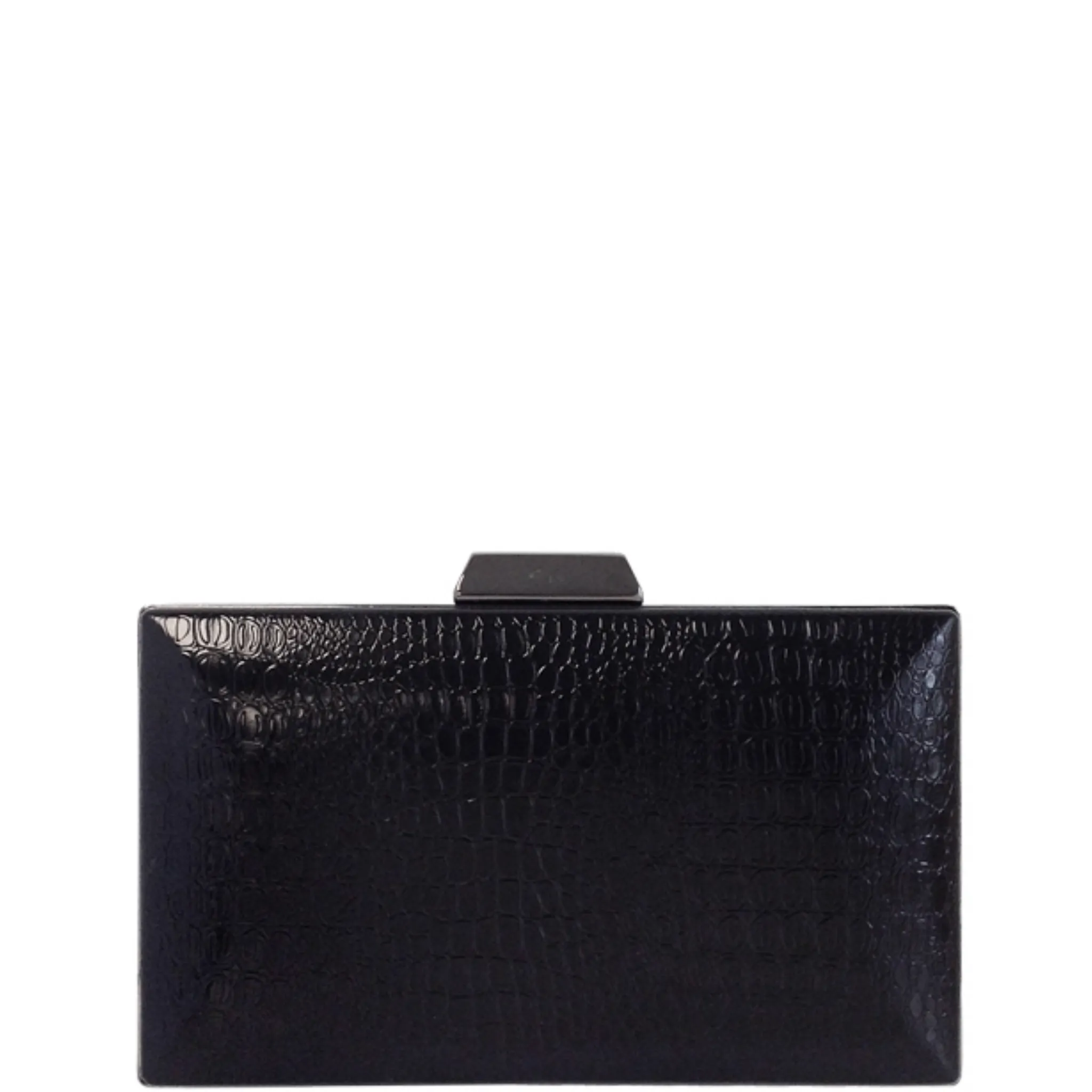 Faux Alligator Embossed Metallic Box Clutch