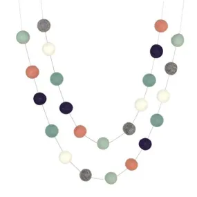 Felt Ball Garland- Navy, Teal, Peach, Seafoam, Gray