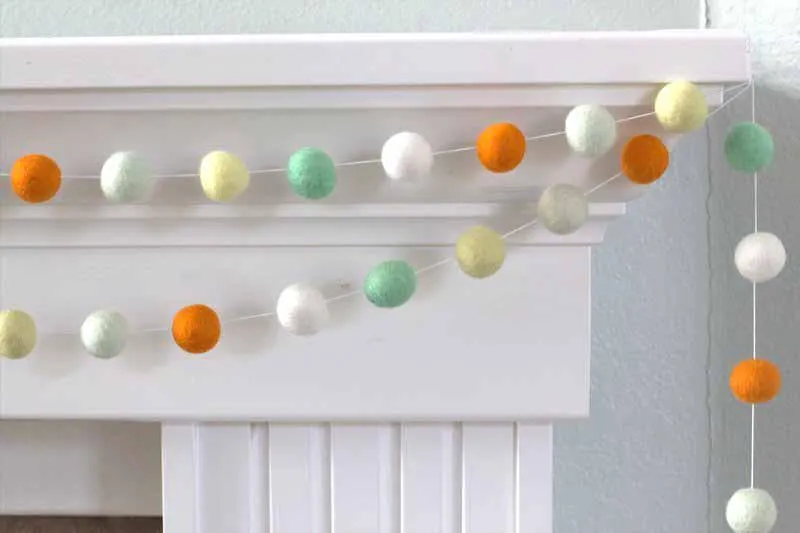 Felt Ball Garland- Orange, Yellow, Mint