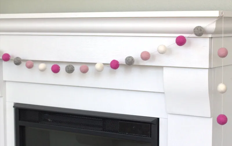 Felt Ball Garland- Pink, Rose, Gray