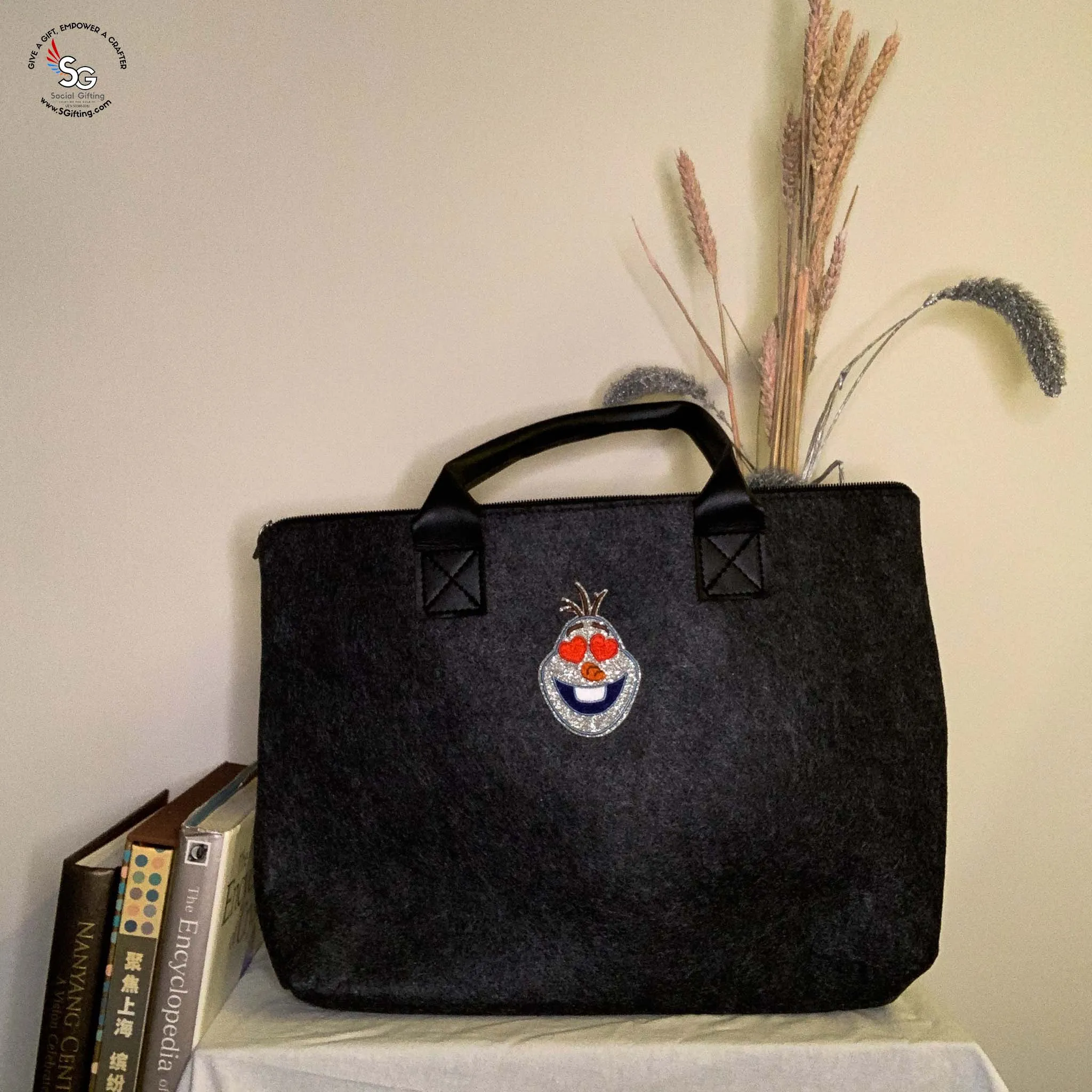 Felt Laptop Bag with Iron-on Patch - B