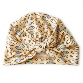 Fishy Fishy in the Sea Organic Turban Hat - Yellow