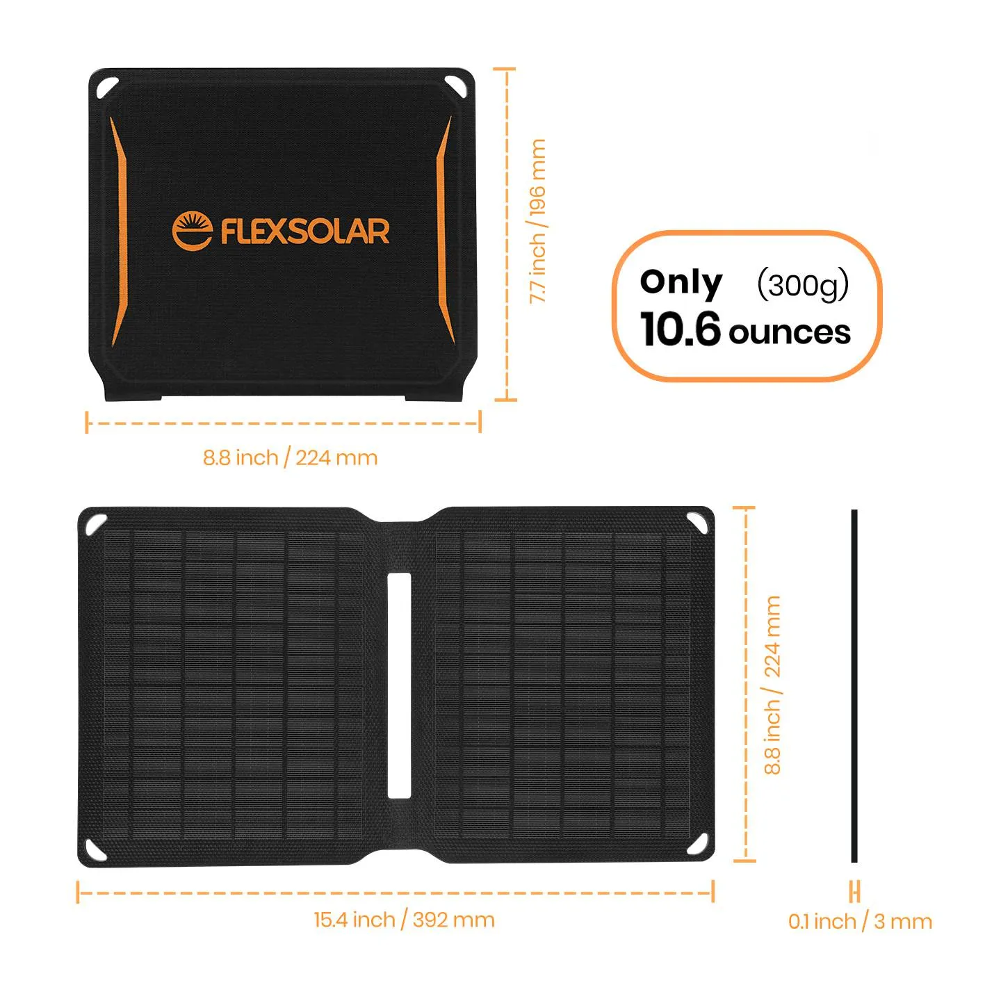 FlexSolar® E10 Portable USB Solar Charger | 5V/2A 10W Official Refurbished