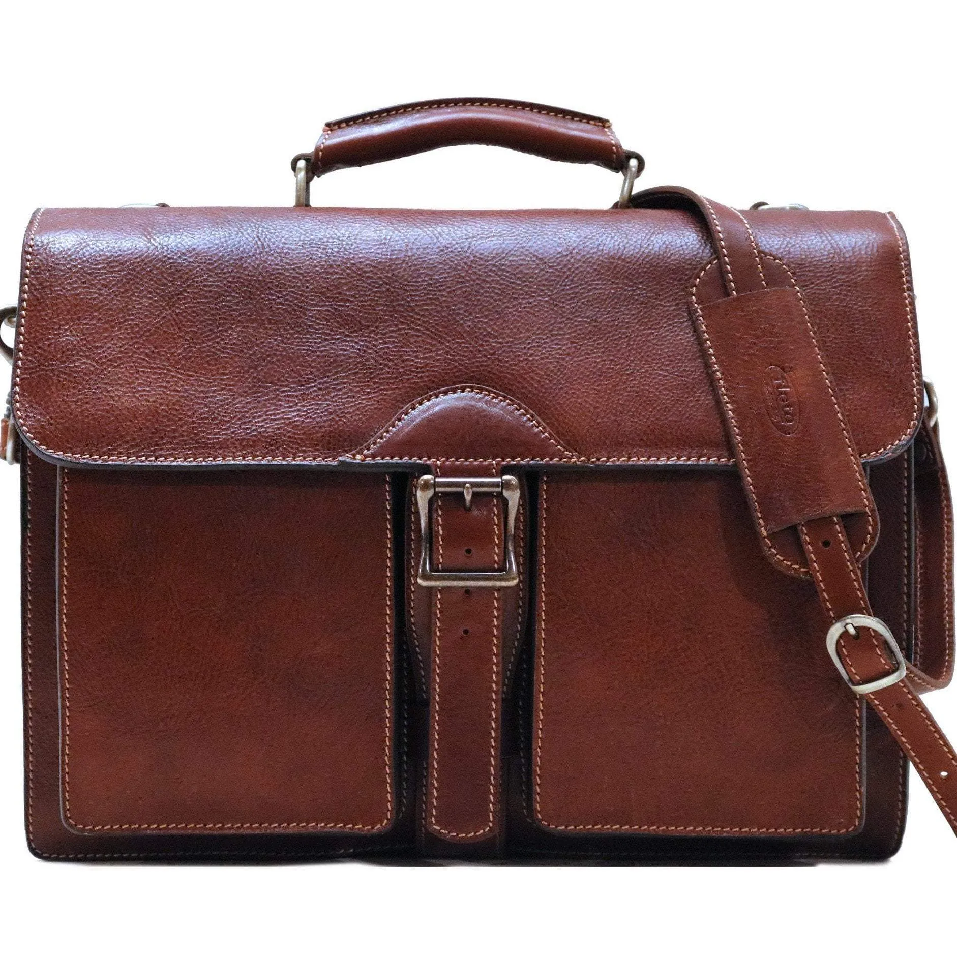 Floto Leather Novella Roller Buckle Briefcase