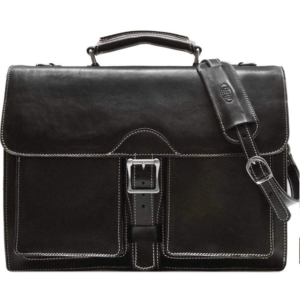 Floto Leather Novella Roller Buckle Briefcase