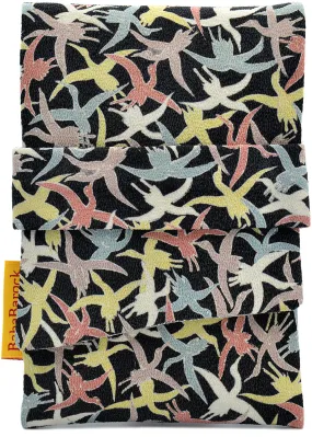 Flying Birds - Japanese antique silk foldover pouch