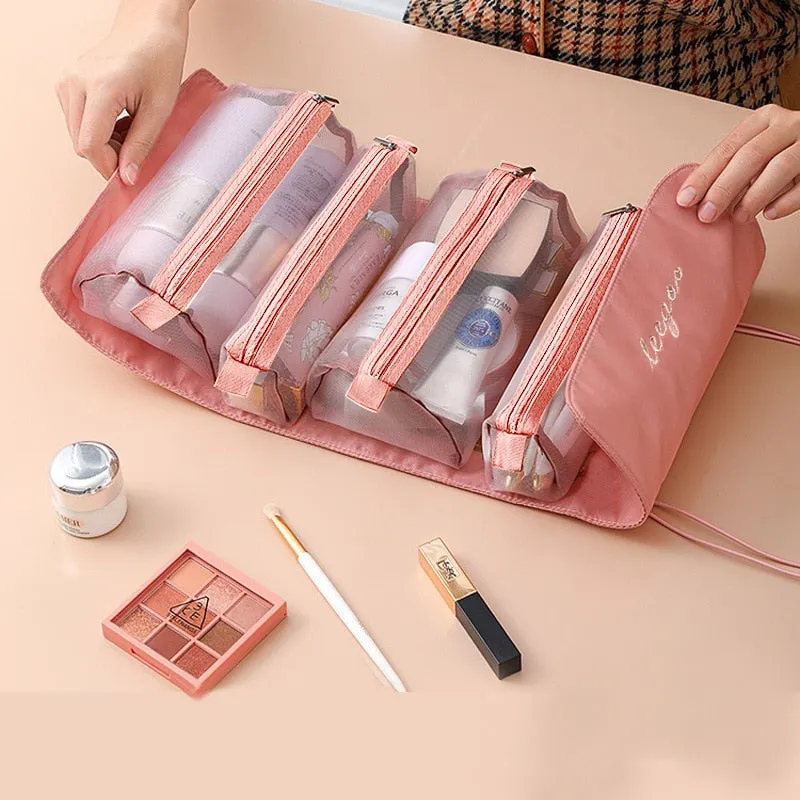 Foldable Detachable Mesh Cosmetic Travel Bag