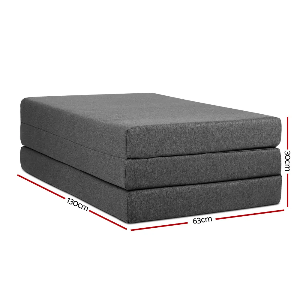 Foldable Medium Firm Foam Mattress, Double, Grey - Giselle Bedding