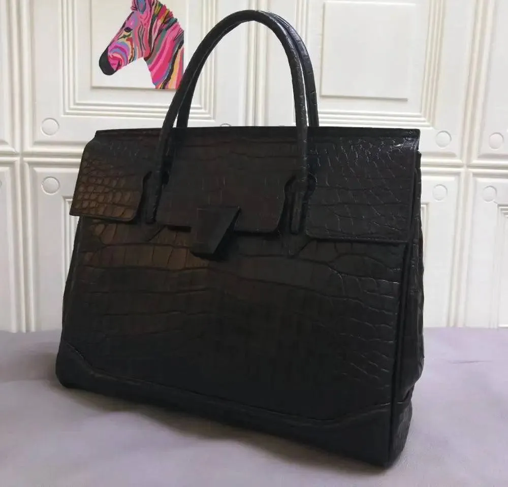 Genuine Crocodile Leather Large Tote Briefcase Business Bag