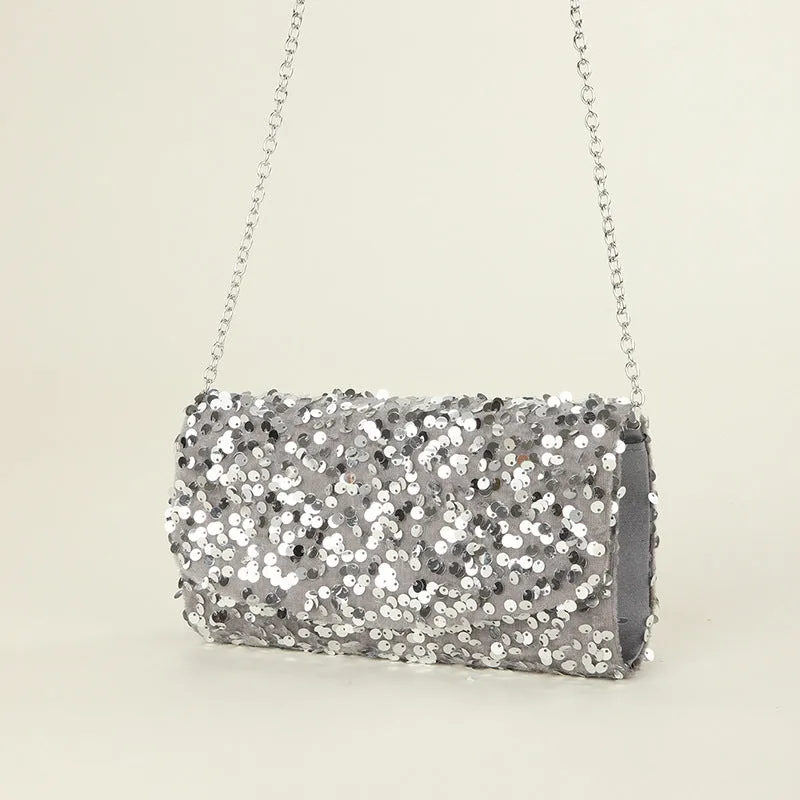 Glittering Sequins Chain Party Dinner Bag | Sparkling Evening Statement