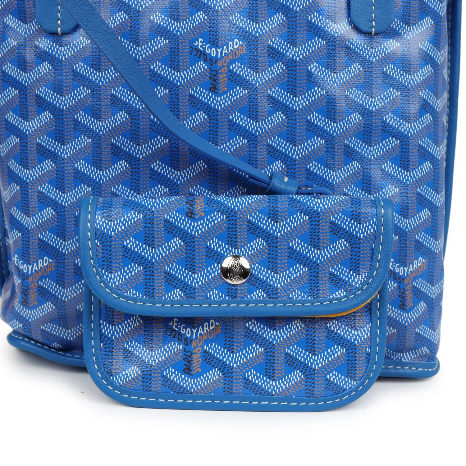 Goyard Goyardine Anjou Sky Blue Mini Bag Palladium Hardware