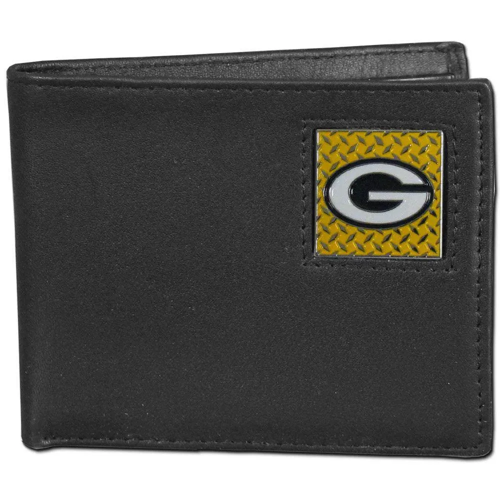 Green Bay Packers Gridiron Leather Bi-fold Wallet Packaged in Gift Box