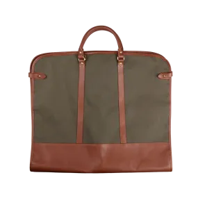 Green Canvas Chestnut Leather Garment Bag