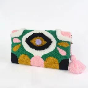 Green Eyes Tufted Clutch Purse by Dora Nola