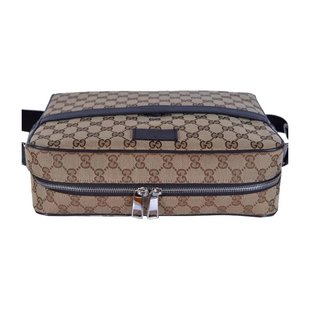 Gucci Guccissima Monogram Beige Canvas Large Crossbody Messenger Bag