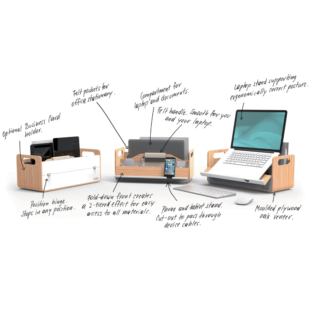 Gustav Original XL Black - Portable Desk Organizer and Laptop Stand