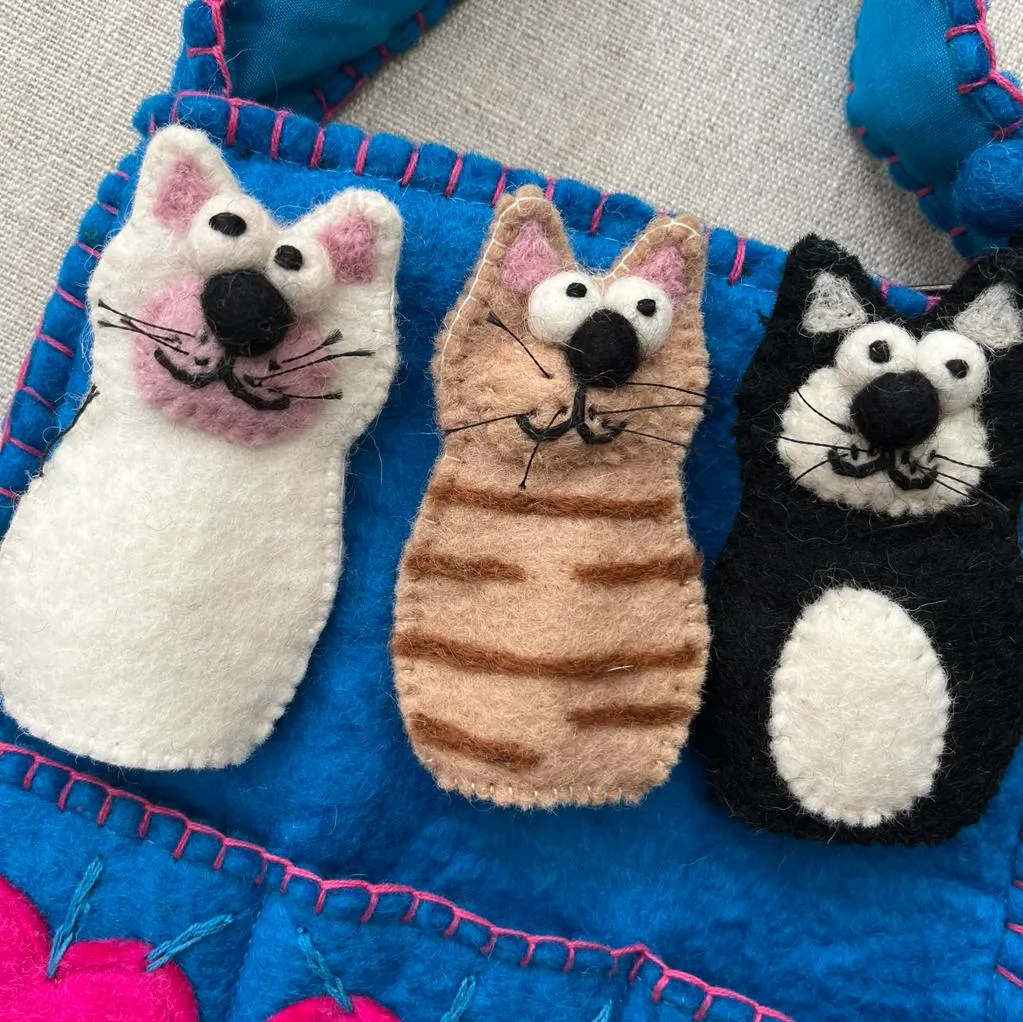 Handmade Puppet Bag - Cats - Fairtrade