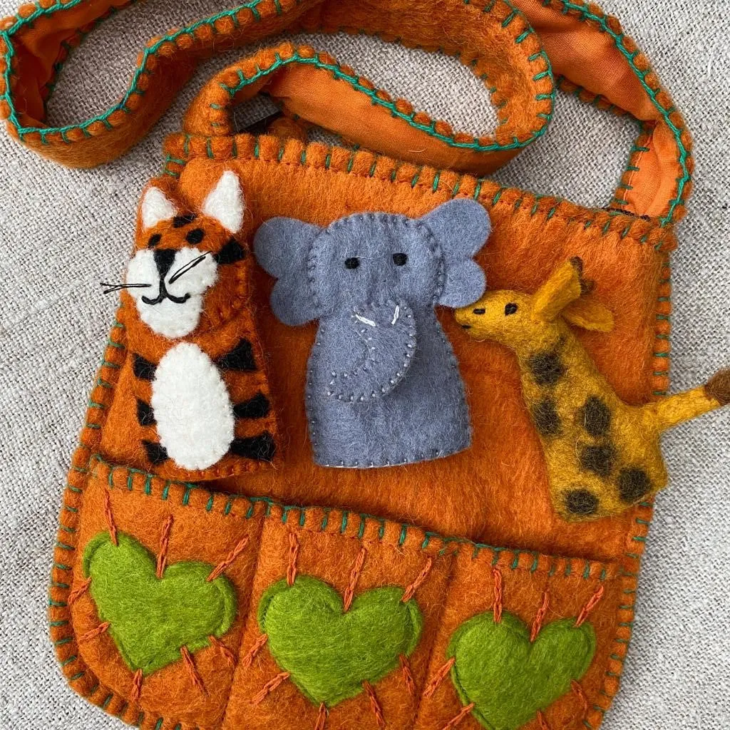 Handmade Puppet Bag - Wild Animals C - Fairtrade