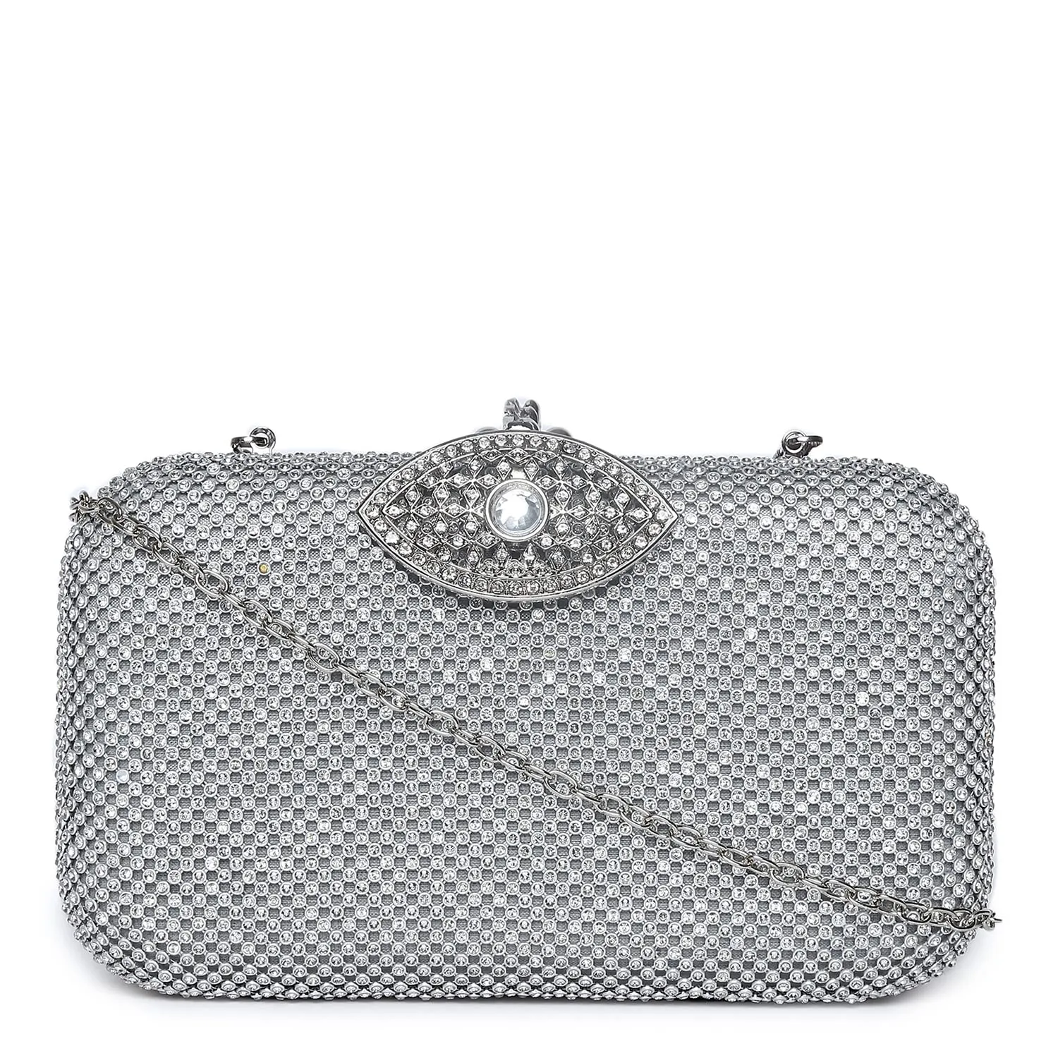 Haute Sauce Textured Push Lock Clutch Bag with Chain Strap (AZ_HSCL1070)