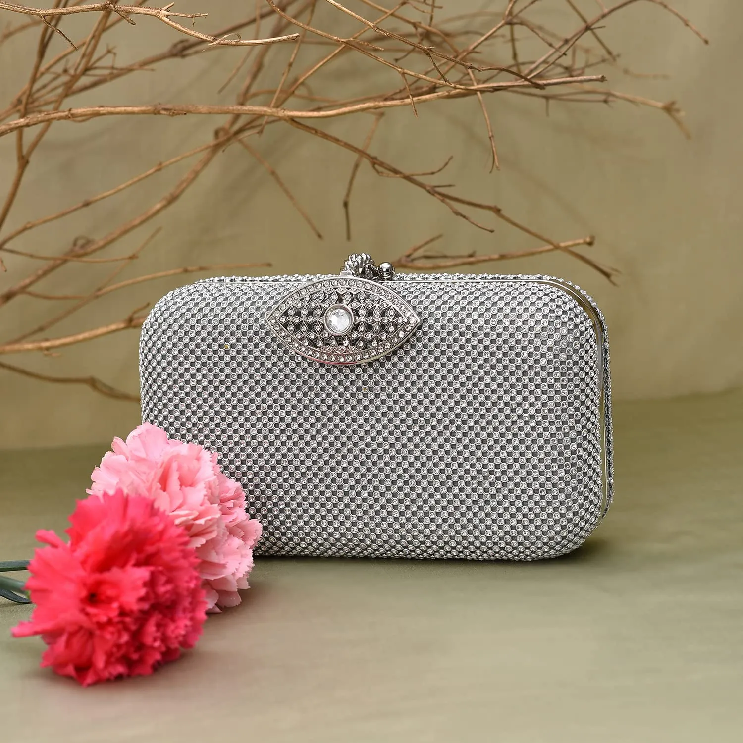 Haute Sauce Textured Push Lock Clutch Bag with Chain Strap (AZ_HSCL1070)