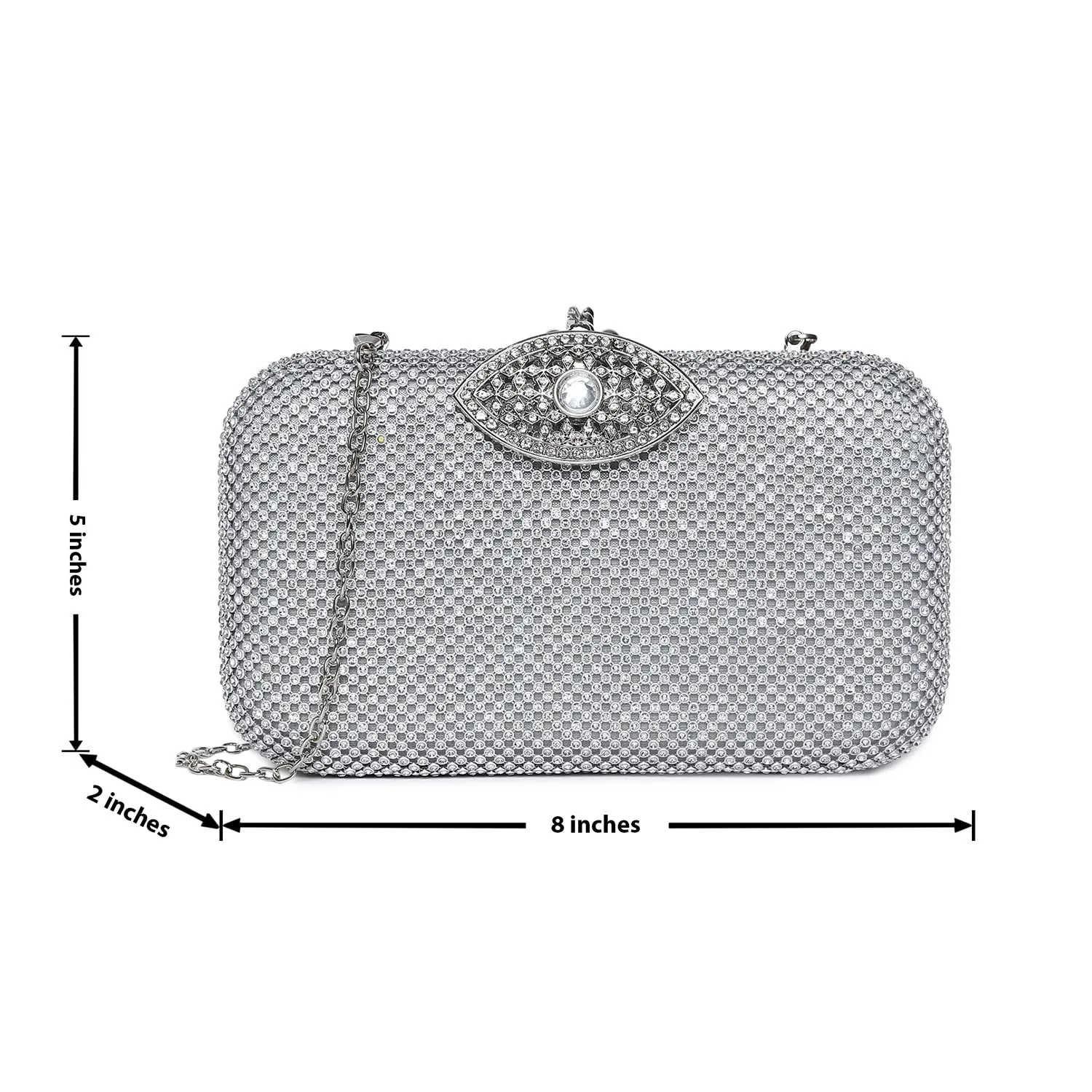 Haute Sauce Textured Push Lock Clutch Bag with Chain Strap (AZ_HSCL1070)