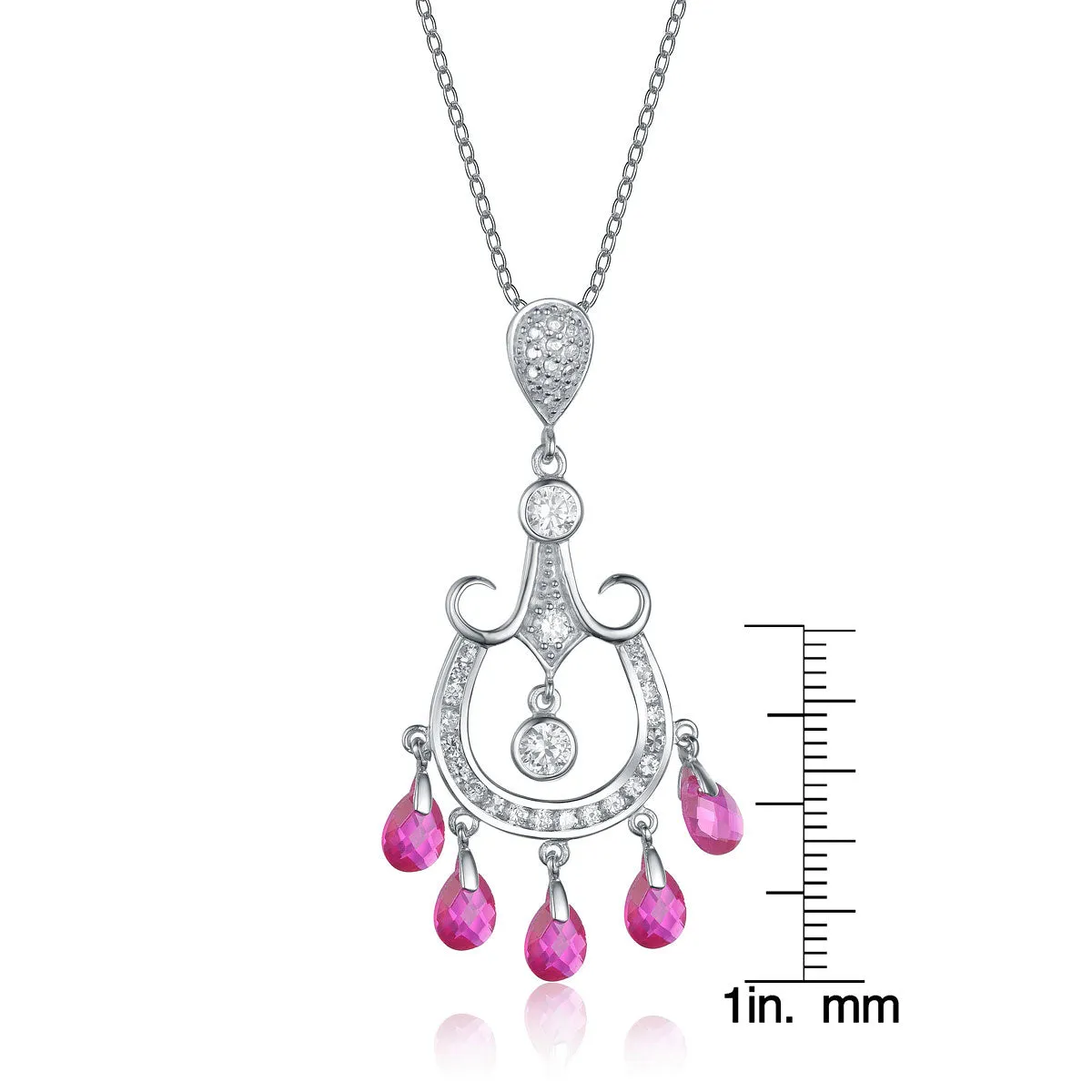 Henriette Pink Cubic Zirconia Dangling Pendant Necklace