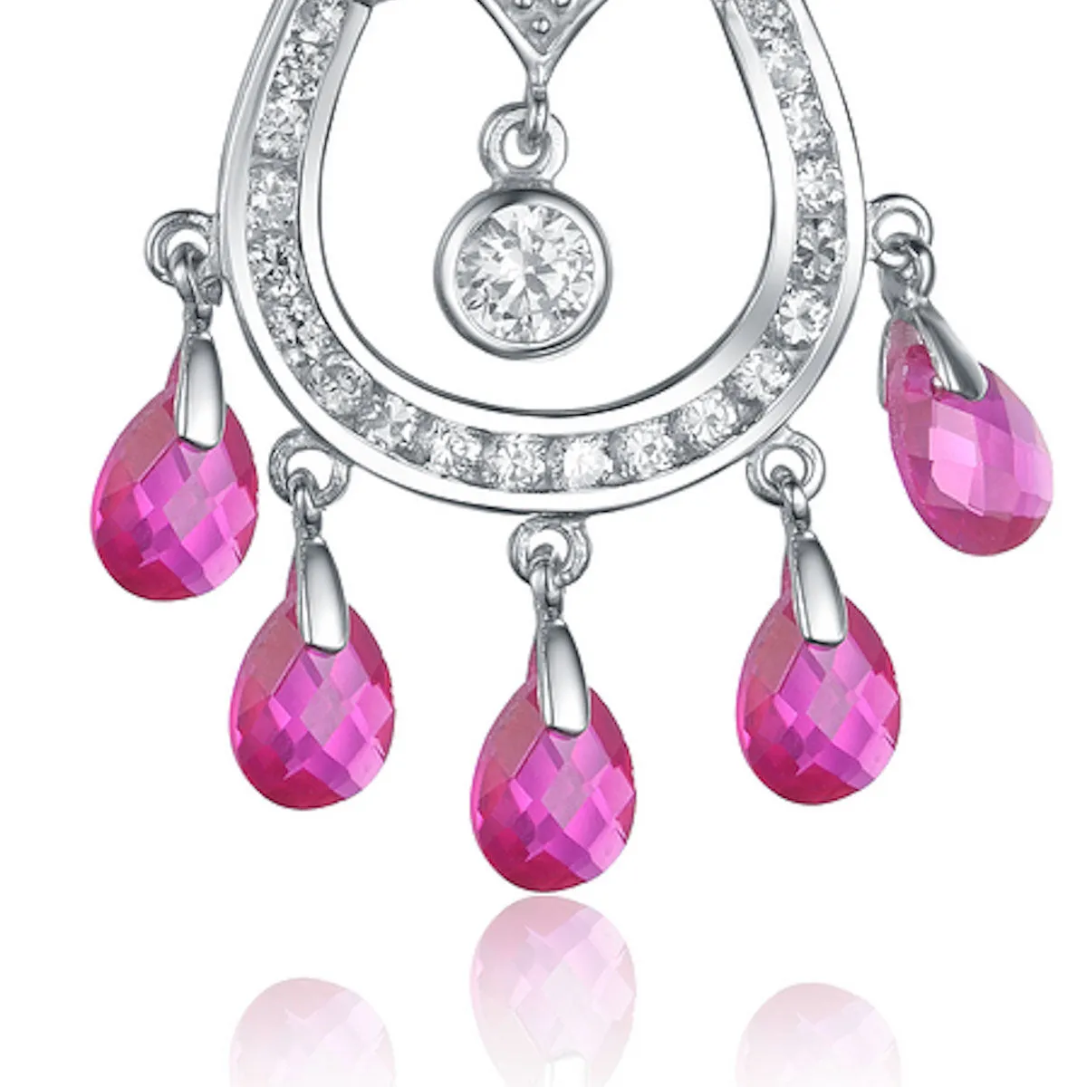 Henriette Pink Cubic Zirconia Dangling Pendant Necklace