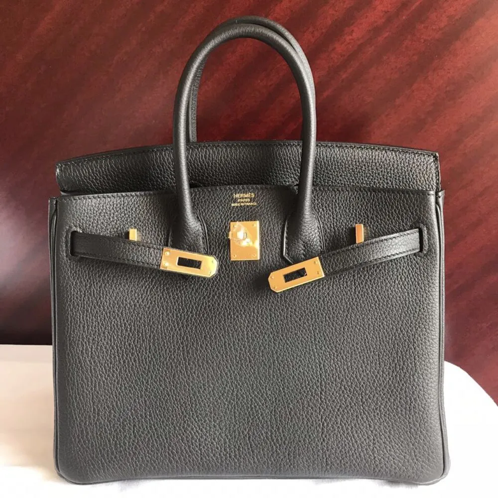 Hermès Birkin 25 Noir (Black) Togo Gold Hardware GHW