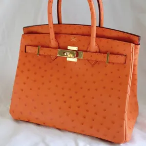 Hermès Birkin 30 Tangerine Ostrich Gold Hardware GHW