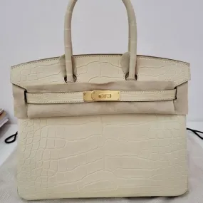 Hermès Birkin 30 Vanille Alligator Mississippi Matte Gold Hardware GHW