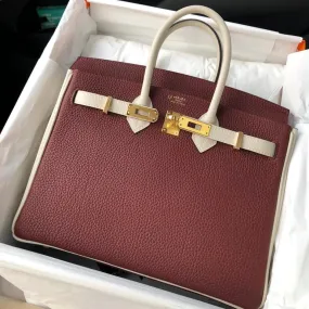 Hermès Birkin HSS 25 Rouge H/Craie Togo Gold Hardware GHW