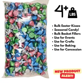 Hershey Kisses Bulk Easter Candy Basket Stuffers – Pastel Foil Easter Assorted Milk Chocolate Kisses (4.2 Lb Bulk Bag)