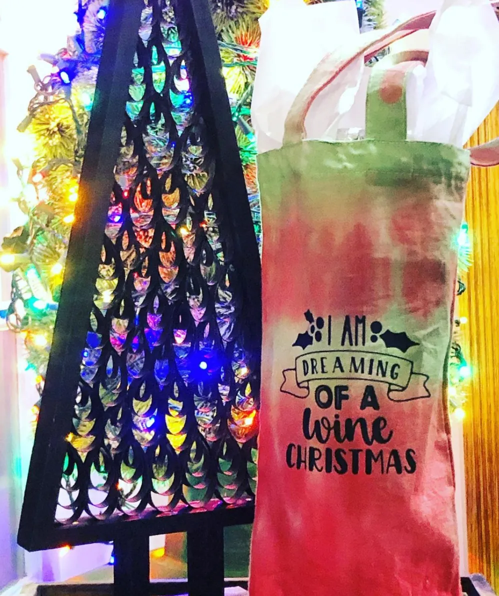 Holiday Tie-Dye Wine Tote - Wine Christmas