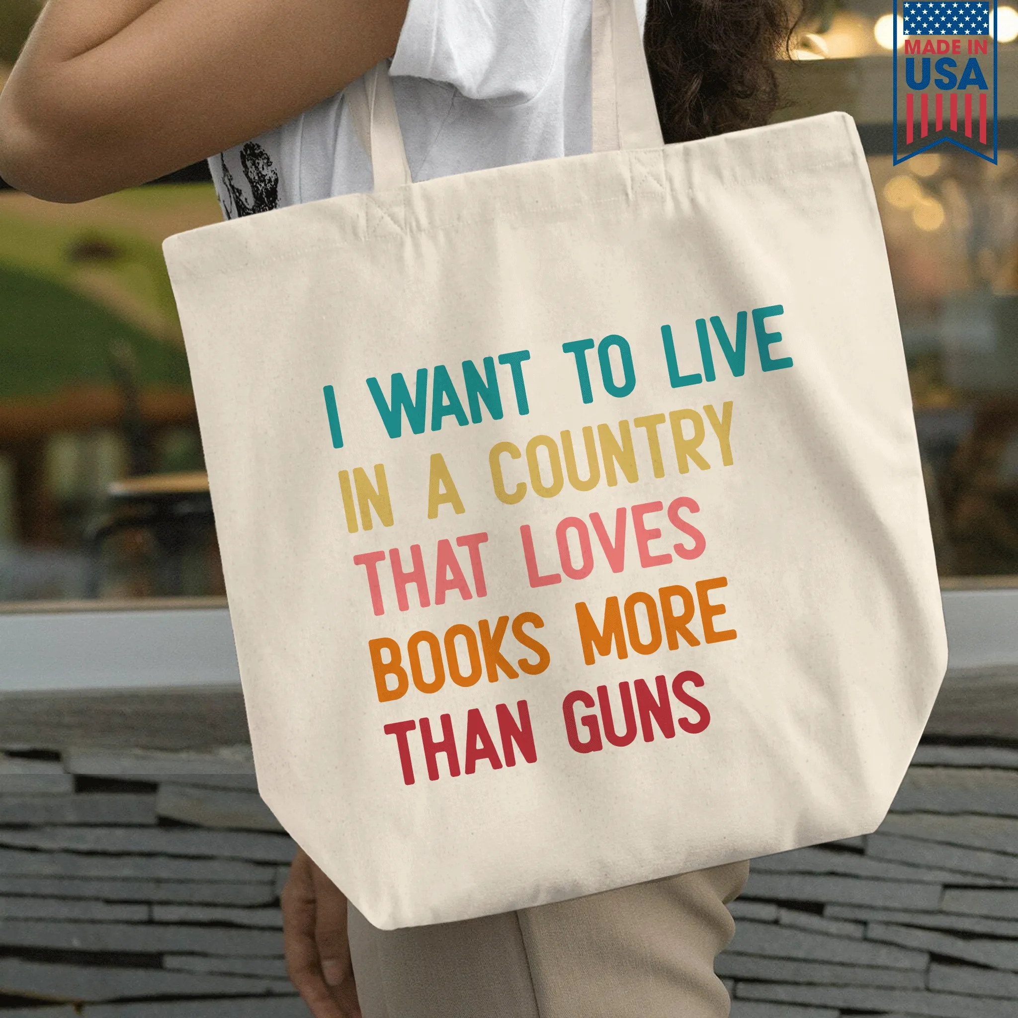 I Want To Live In A Country That Loves Books More Than Guns Book Lovers Gift TBW331