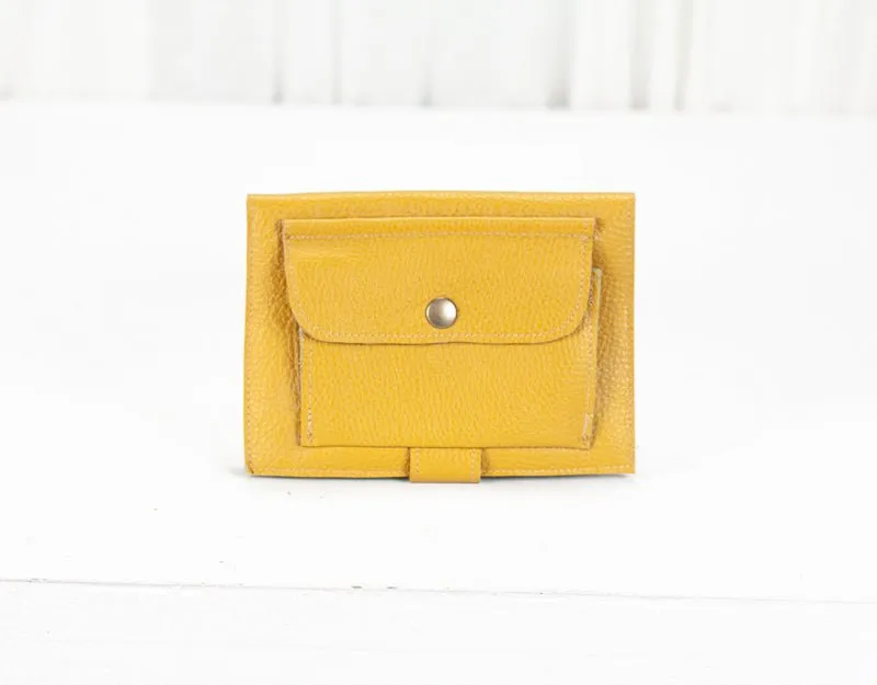 Iole wallet - Yellow pebbled leather