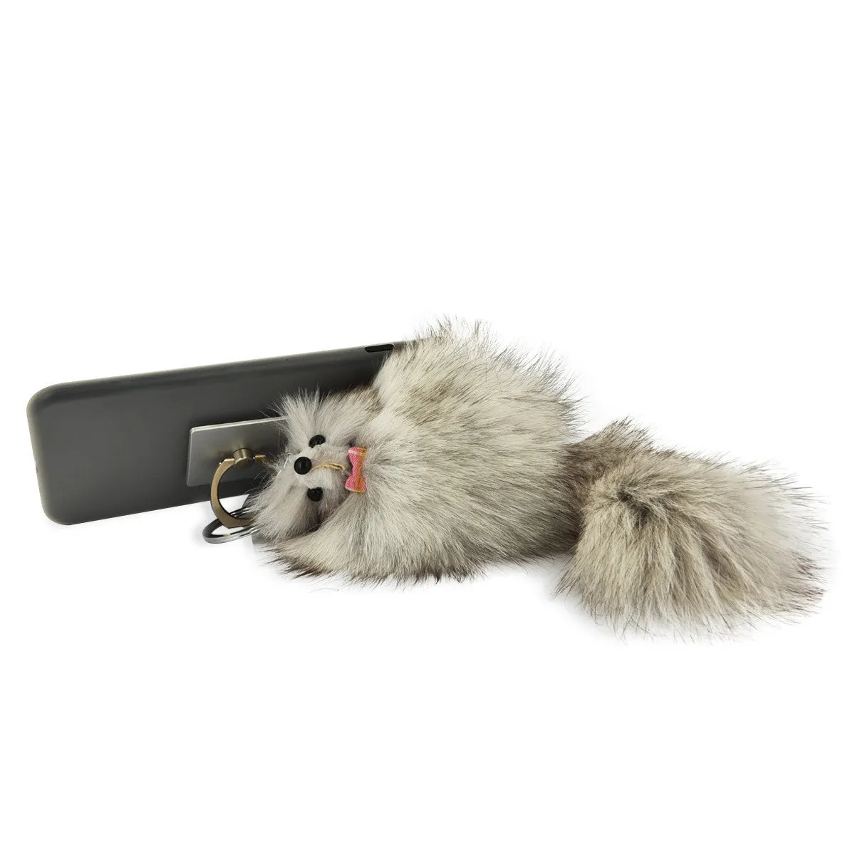 iOrigin Ring Grip/ Kick Stand   Furry Plush Fox Toy Key Chain for Mobile Phones & Tablets