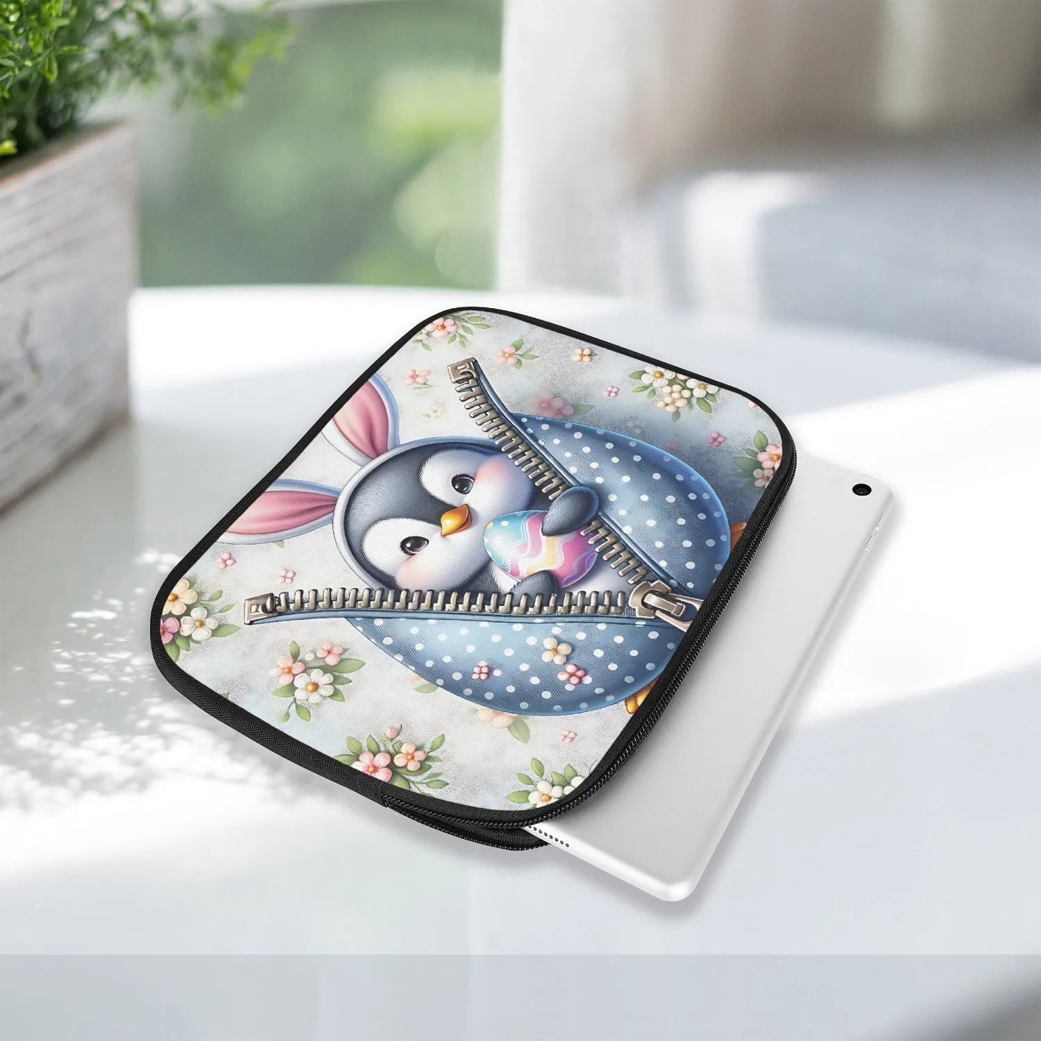 iPad Sleeve - Easter Penguin with Bunny Ears, awd-506