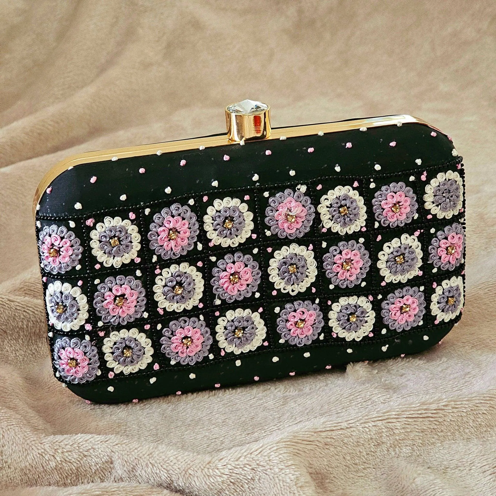 IRMA Phulkari Clutch Bag Black