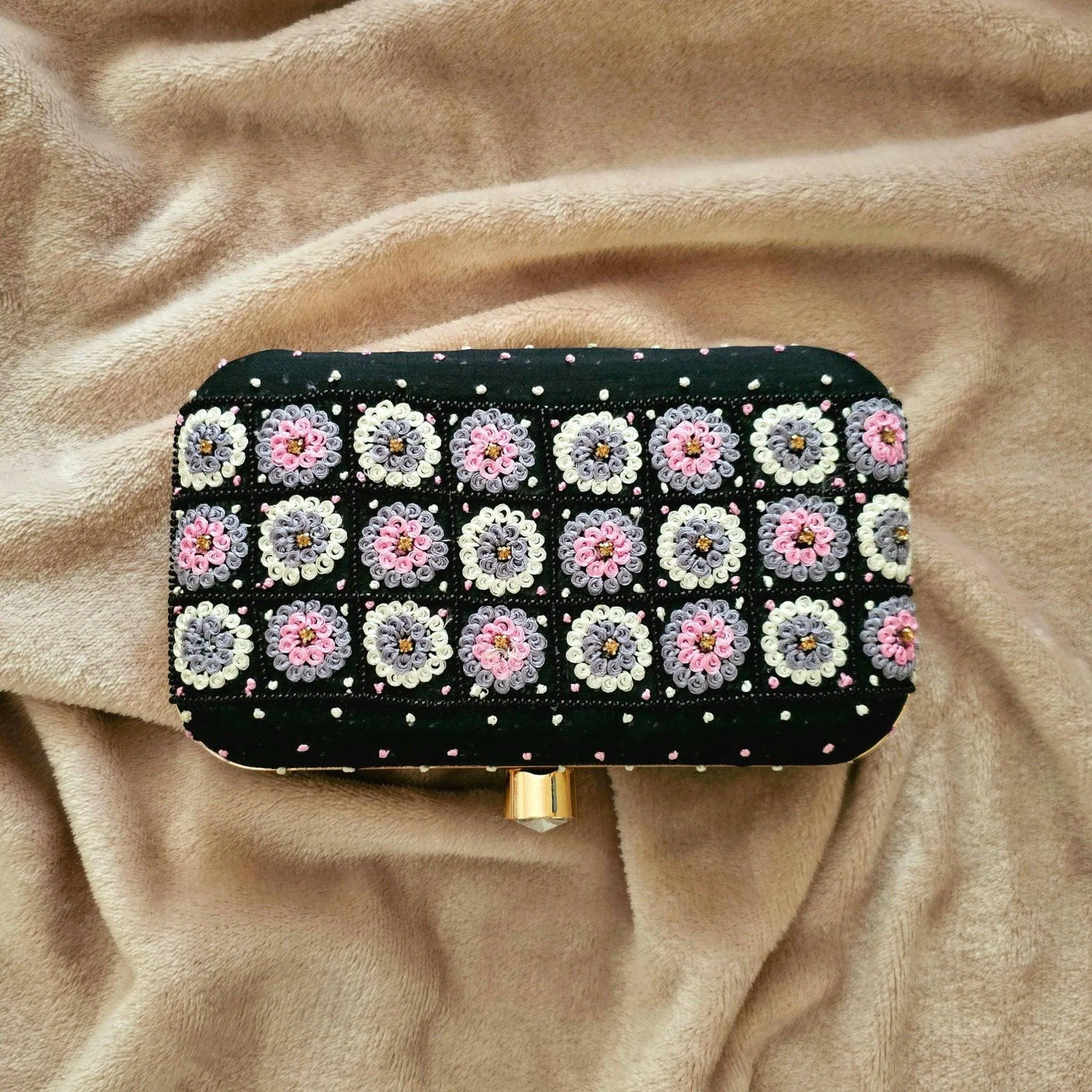 IRMA Phulkari Clutch Bag Black