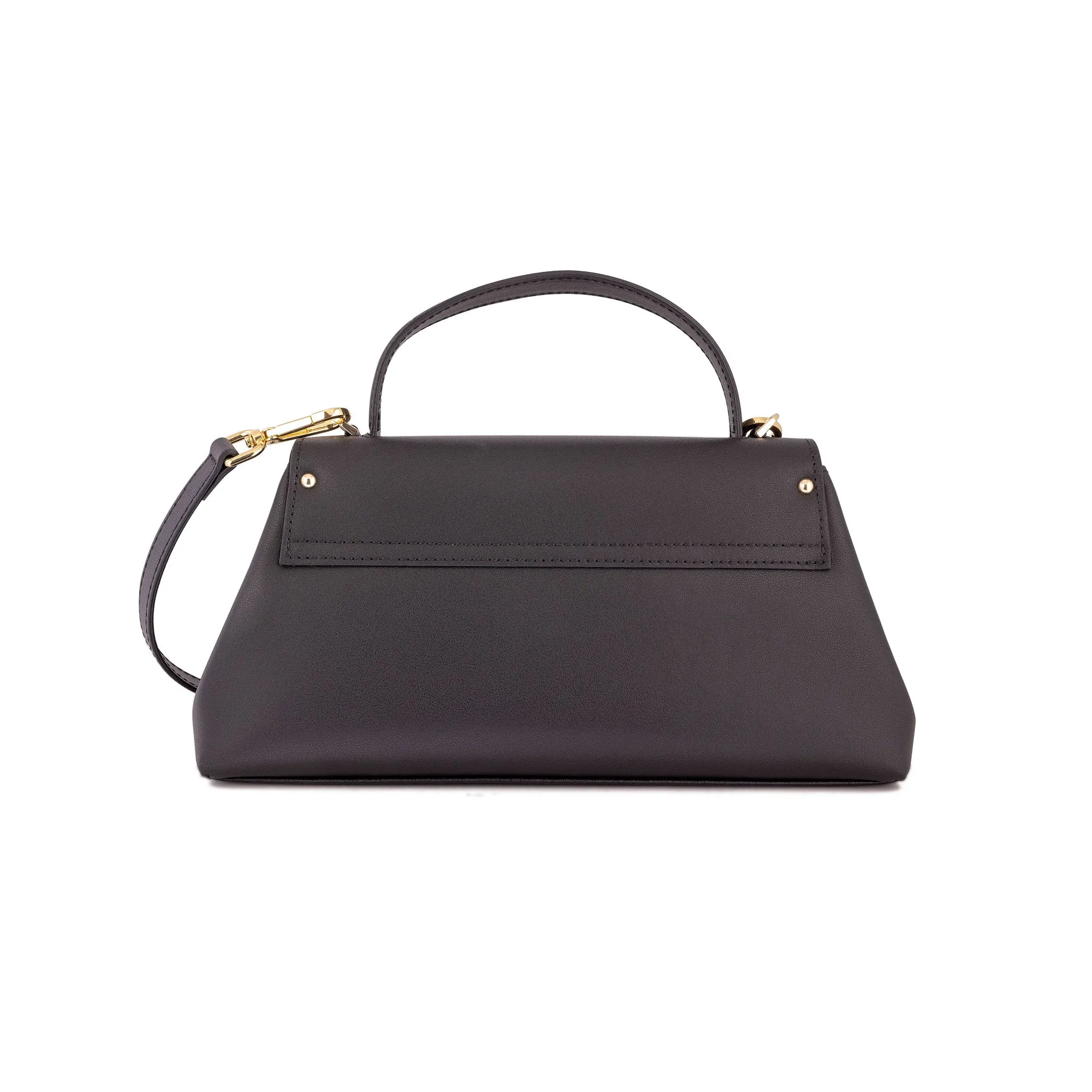 Italian Premium Leather Trapeze Bag Black