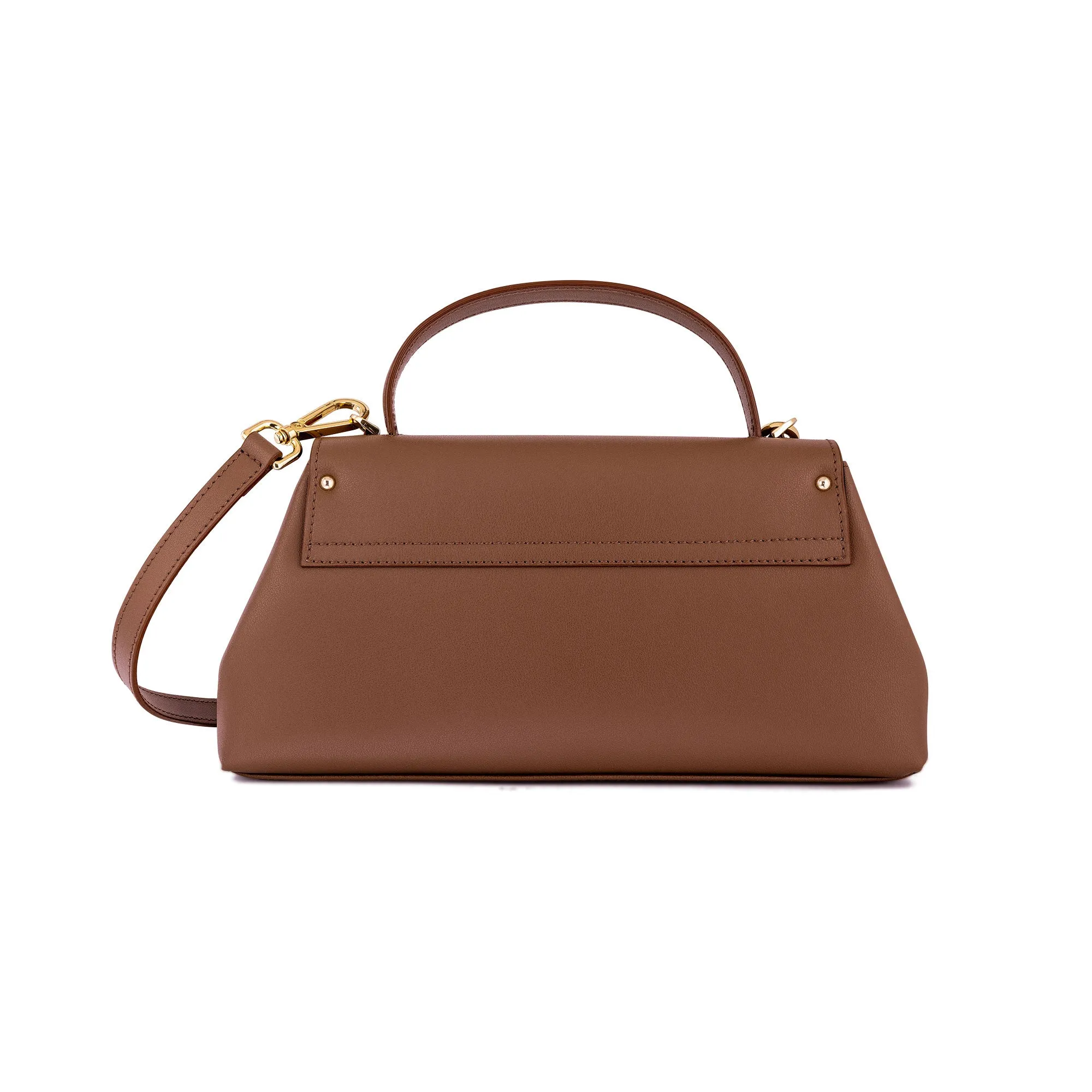 Italian Premium Leather Trapeze Bag Brown