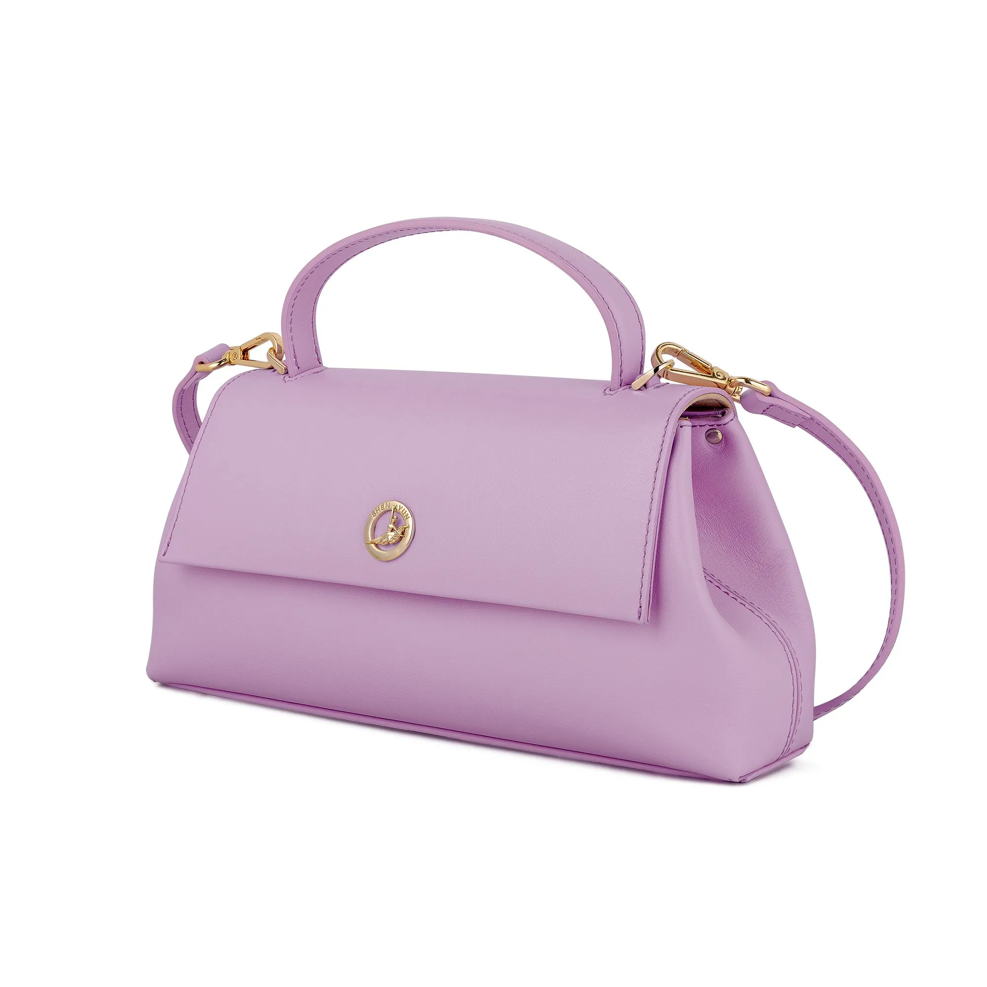 Italian Premium Leather Trapeze Bag Lavender Purple