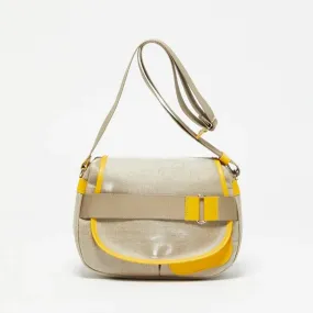 Jack Gomme Paris Petit Gaby Linen Satchel Natural   Yellow